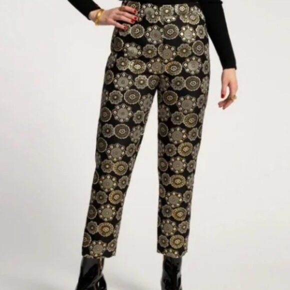 NWOT RARE FRANCES VALENTINE LUCY PANT GOLD METALLIC SZ 8 - Picture 1 of 7